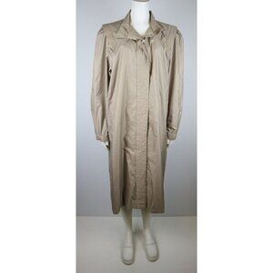 VINTAGE WOMEN'S BEIGE RAIN JACKET TRENCH COAT - WEATHER WISE - SIZE 11/12